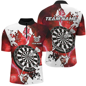 Lightning Grunge Dartboard Custom 3D Printed Darts Shirts For Men, Darts Team Jerseys |Red TDM2257