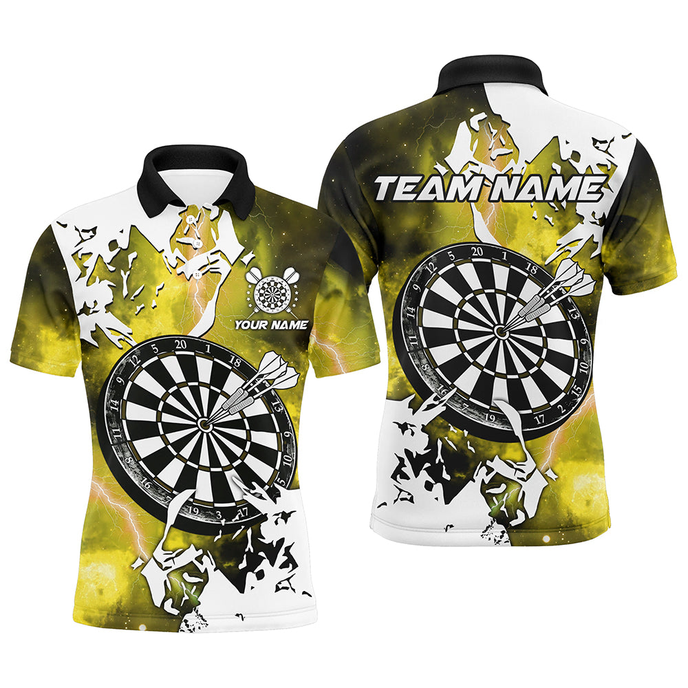 Lightning Grunge Dartboard Custom 3D Printed Darts Shirts For Men, Darts Team Jerseys |Yellow TDM2259