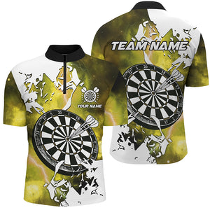 Lightning Grunge Dartboard Custom 3D Printed Darts Shirts For Men, Darts Team Jerseys |Yellow TDM2259