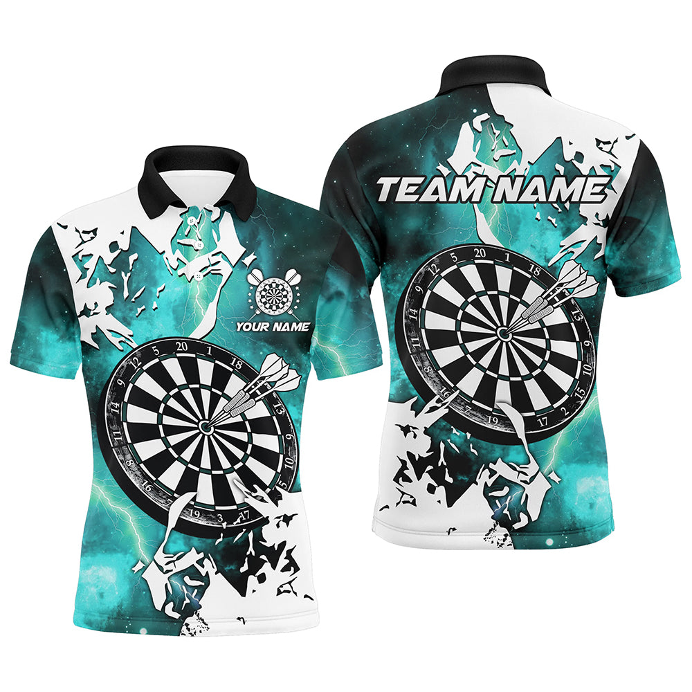 Lightning Grunge Dartboard Custom 3D Printed Darts Shirts For Men, Darts Team Jerseys |Turquoise TDM2260