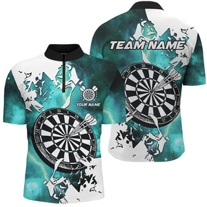 Lightning Grunge Dartboard Custom 3D Printed Darts Shirts For Men, Darts Team Jerseys |Turquoise TDM2260