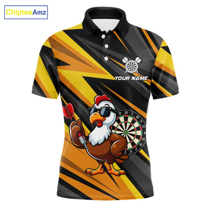 Yellow Black Funny Turkey Darts Jerseys For Men Custom Thanksgiving Darts Team Shirts, Dart Gifts TDM7267