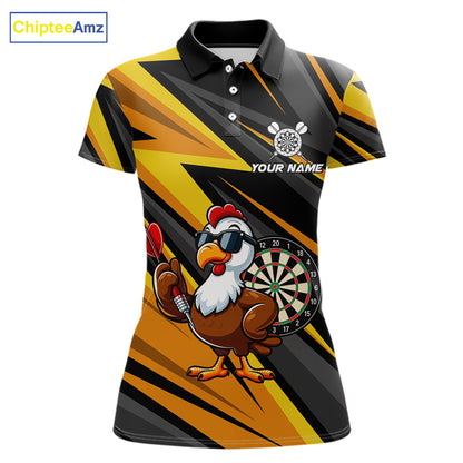 Yellow Black Funny Turkey Darts Jerseys For Women Custom Thanksgiving Darts Team Shirts, Dart Gifts TDM7267