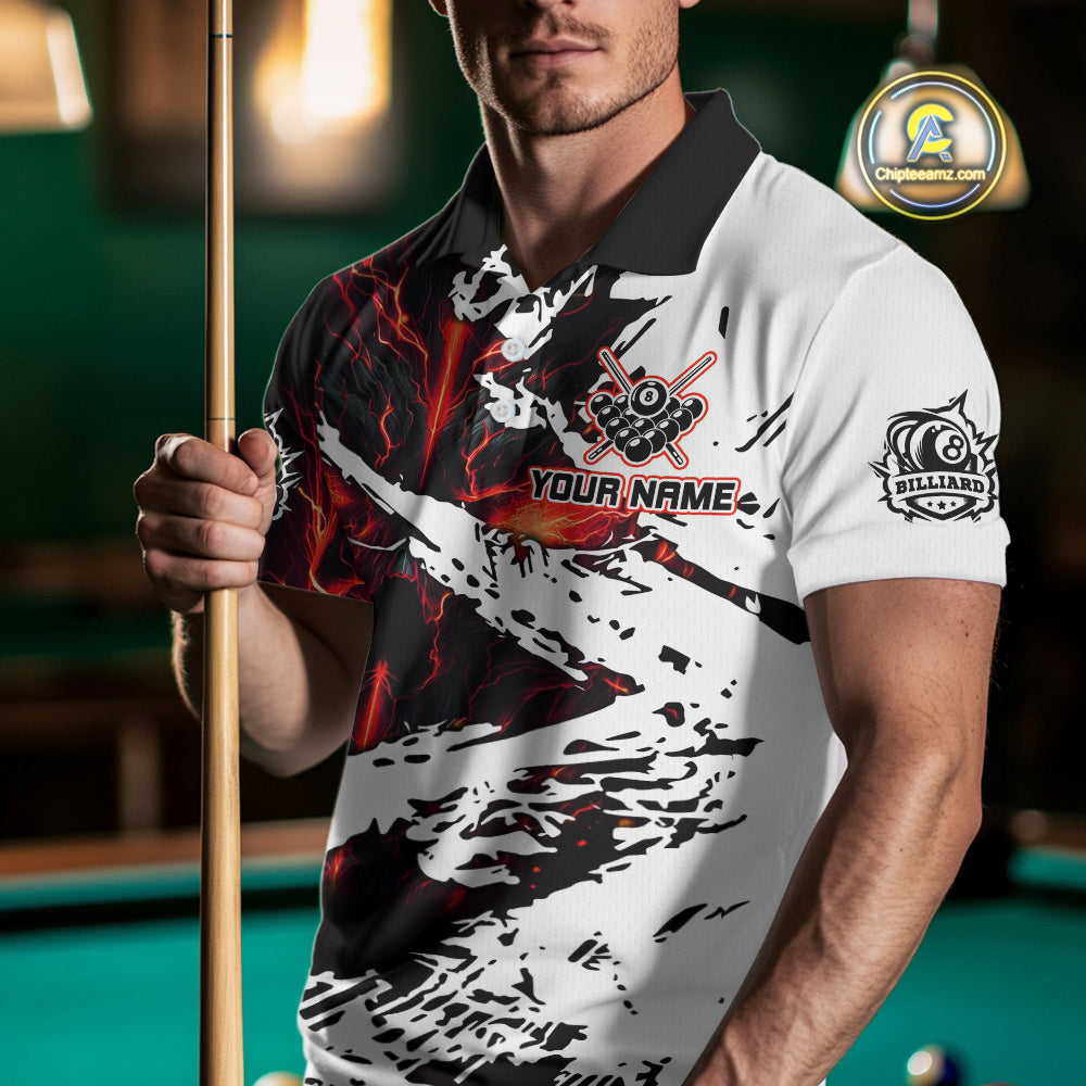 Personalized Lightning Skull Billiard Shirts For Men Custom Billiard Jerseys Grunge Style |Red TDM5219
