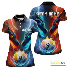 Load image into Gallery viewer, Blue And Orange Custom Dragon 9 Ball Pool Billiard Shirt For Women, Billiard Jersey Polo &amp; 1/4 Zip TDM5232