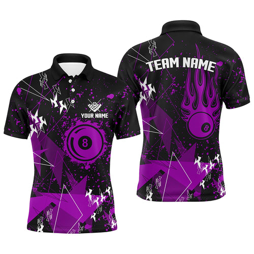 Personalized Purple Grunge Billiard Men Polo Shirts, Best Custom Billiard Jerseys For Pool Player TDM1254