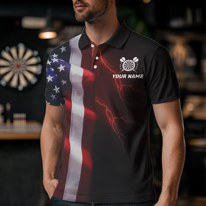 Personalized Lightning American Flag Dartboard Smoke Dart Shirts For Men Team Patriotic Dart Jersey TDM3745
