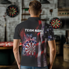 Load image into Gallery viewer, Personalized Lightning American Flag Dartboard Smoke Dart Shirts For Men Team Patriotic Dart Jersey TDM3745