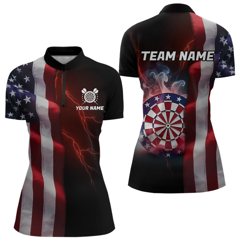 Personalized Lightning American Flag Dartboard Smoke Dart Shirts For Women Team Patriotic Dart Jersey TDM3745