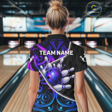 Load image into Gallery viewer, Neon Purple Blue Tribal Bowling Shirts For Women Custom Bowling Team Jersey Polo &amp; Quarter Zip TDM6105