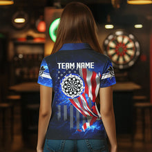 Load image into Gallery viewer, American Flag Darts Board Blue Galaxy Women Darts Polo Shirts Custom Patriotic League Darts Jersey TDM1473