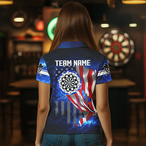 American Flag Darts Board Blue Galaxy Women Darts Polo Shirts Custom Patriotic League Darts Jersey TDM1473