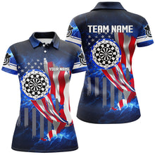 Load image into Gallery viewer, American Flag Darts Board Blue Galaxy Women Darts Polo Shirts Custom Patriotic League Darts Jersey TDM1473