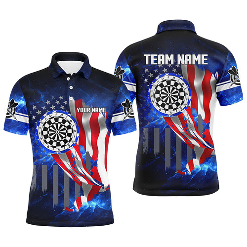 American Flag Darts Board Blue Galaxy Men Darts Polo Shirts Custom Patriotic League Darts Jersey TDM1473