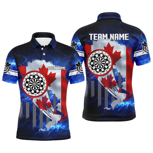 Canada Flag Darts Board Blue Galaxy Men Darts Polo Shirts Custom Patriotic League Darts Jersey TDM1474