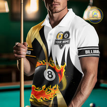 Load image into Gallery viewer, Custom Flame 8 Ball &amp; 9 Ball Billiard Shirt For Men, Pool Team Jersey Polo &amp; Quarter Zip |Gold TDM6539