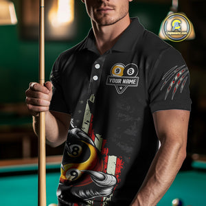 Funny Claw Tearing Us Flag Yin-Yang Billiard Shirt For Men Custom 8 & 9 Ball Billiard Team Jerseys TDM4605