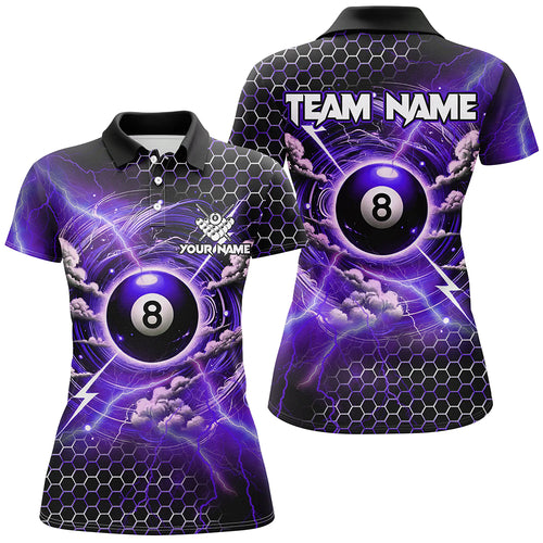 Funny Storm Thunder 8 Ball Pool Custom Billiard Shirts For Women 8 Ball Shirt Billiard Jersey |Purple TDM2526