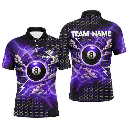 Funny Storm Thunder 8 Ball Pool Custom Billiard Shirts For Men 8 Ball Shirt Billiard Jersey |Purple TDM2526