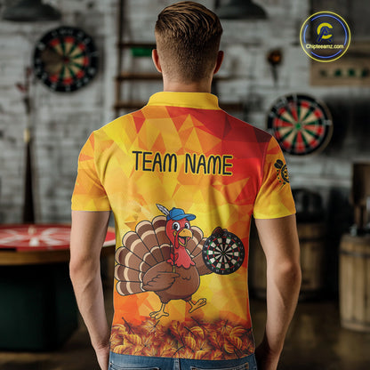 Funny Turkey Autumn Darts Shirt For Men Custom Thanksgiving Shirt For Dart Lover, Darts Jersey TDM4804