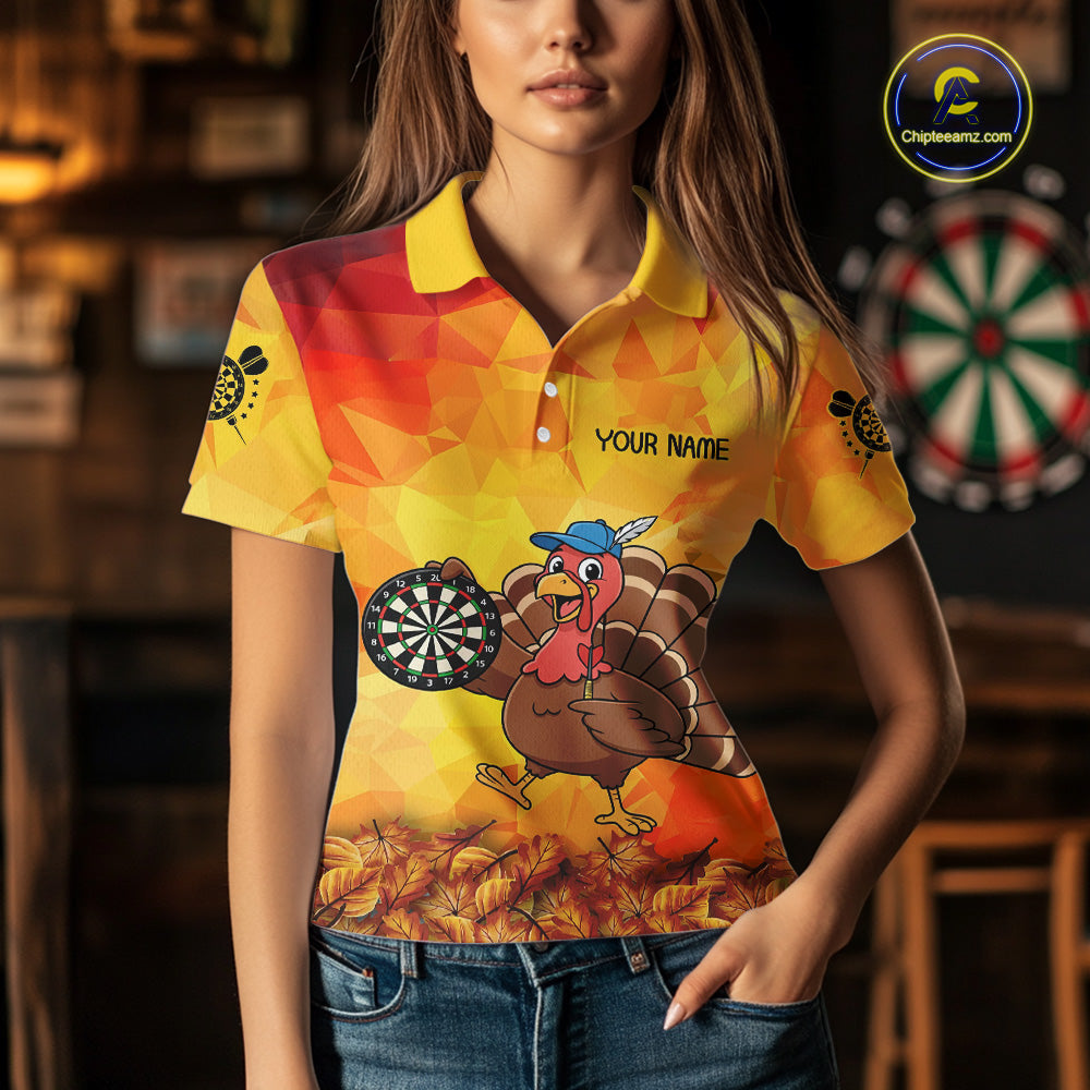 Funny Turkey Autumn Darts Shirt For Women Custom Thanksgiving Shirt For Dart Lover, Darts Jersey TDM4804