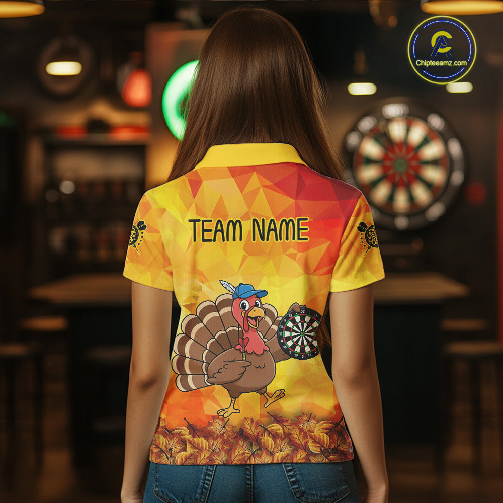 Funny Turkey Autumn Darts Shirt For Women Custom Thanksgiving Shirt For Dart Lover, Darts Jersey TDM4804