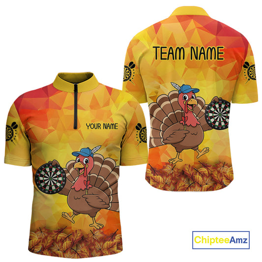 Funny Turkey Autumn Darts Shirt For Men Custom Thanksgiving Shirt For Dart Lover, Darts Jersey TDM4804