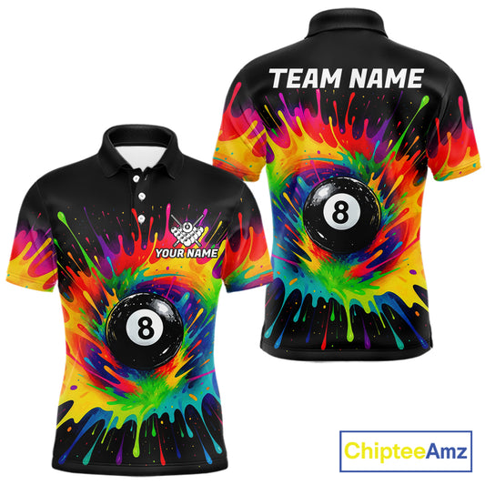 Colorful Paint Splash Billiard Jersey Funny 8 Ball Billiard Shirts For Men Custom Pool Team Jersey TDM7561