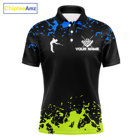 Personalized Black, Blue And Green 8 Ball Billiard Shirts For Men Custom Pool Team Jersey TDM7569