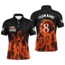 Load image into Gallery viewer, 3D Orange Flaming 8 Ball Pool Magic Men Billiard Polo &amp; 1/4 Zip Shirt Custom Pool Player Jersey TDM2771