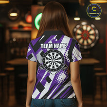 Load image into Gallery viewer, Custom Purple Geometric Darts Polo &amp; Quarter Zip For Women, Darts Team Jersey Outfit TDM5025