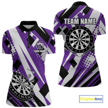Load image into Gallery viewer, Custom Purple Geometric Darts Polo &amp; Quarter Zip For Women, Darts Team Jersey Outfit TDM5025