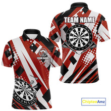 Load image into Gallery viewer, Custom Red Geometric Darts Polo &amp; Quarter Zip For Men, Personalized Darts Team Jersey Outfit TDM5026