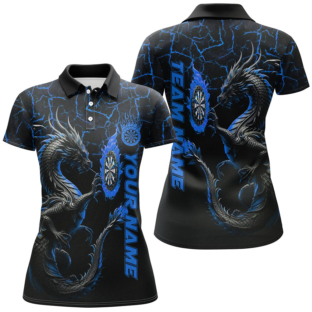 Personalized Blue Big Dragon 3D Printed Darts Shirts For Women Custom Team League Darts Jerseys TDM3006