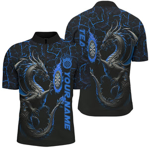 Personalized Blue Big Dragon 3D Printed Darts Shirts For Men Custom Team League Darts Jerseys TDM3006