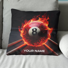 Load image into Gallery viewer, Personalized Flaming 8 Ball Pool Cue Billiard Pillow, Best Pillows Gifts TDM0748