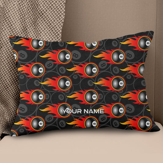 Custom 8 Ball Flame Full Printing Billiard Pillow, Snooker Pool Gifts TDM0749