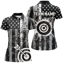 Load image into Gallery viewer, Custom Black Grunge USA Flag Archery Shirts For Women, Patriotic American Archery Team Jerseys TDM3242