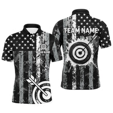 Load image into Gallery viewer, Custom Black Grunge USA Flag Archery Shirts For Men, Patriotic American Archery Team Jerseys TDM3242