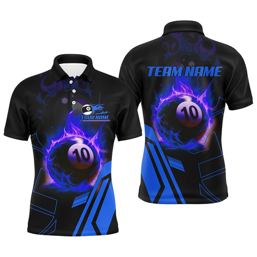 Billiard Flaming 10 Ball Pool 3D Printed Men Polo Shirts, Best Custom Pool Team Jerseys Shirts TDM0944