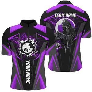 Purple Billiard Grim Reaper Men Quarter-Zip Shirts Customized Team League Billiard Jerseys TDM1263