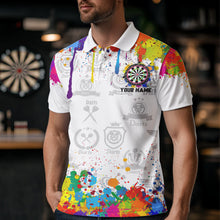 Load image into Gallery viewer, Funny Dartboard Colorful Paint Splash Custom Dart Shirts For Men, Best Team Dart Jerseys |White TDM3755