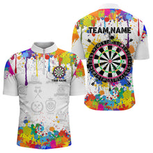Load image into Gallery viewer, Funny Dartboard Colorful Paint Splash Custom Dart Shirts For Men, Best Team Dart Jerseys |White TDM3755