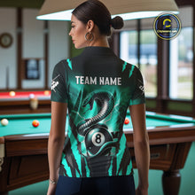 Load image into Gallery viewer, Customized Thunder Lightning Cobra Snake Women Billiard Shirt, 8 Ball Billiard Team Jersey|Turquoise TDM4020