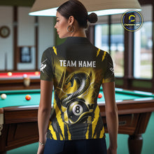 Load image into Gallery viewer, Personalized Thunder Lightning Cobra Snake Women Billiard Shirts, 8 Ball Billiard Team Jersey|Yellow TDM4021