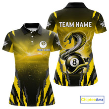 Load image into Gallery viewer, Personalized Thunder Lightning Cobra Snake Women Billiard Shirts, 8 Ball Billiard Team Jersey|Yellow TDM4021