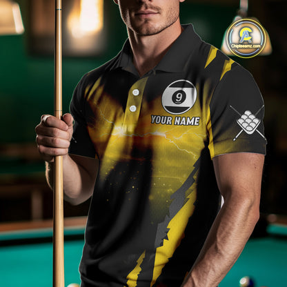 Personalized 9 Ball Thunder Lightning Cobra Snake Men Billiard Shirts, 9 Ball Pool Team Jerseys TDM4022