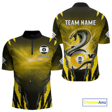 Load image into Gallery viewer, Personalized 9 Ball Thunder Lightning Cobra Snake Men Billiard Shirts, 9 Ball Pool Team Jerseys TDM4022