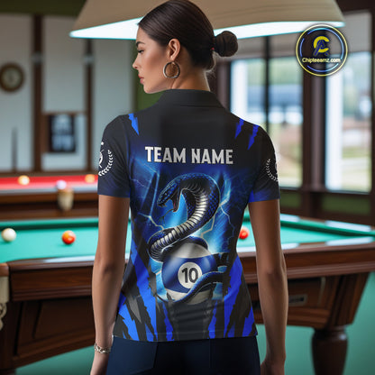 Personalized 10 Ball Thunder Lightning Cobra Snake Women Billiard Shirts, 10 Ball Pool Team Jersey TDM4023