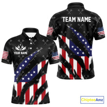 Load image into Gallery viewer, Personalized American Flag Patriotic Dart Shirts For Men – Darts Team Jerseys Polo &amp; 1/4 Zip|Black TDM4025